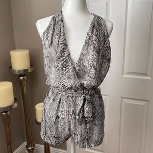 Snake skin open back romper